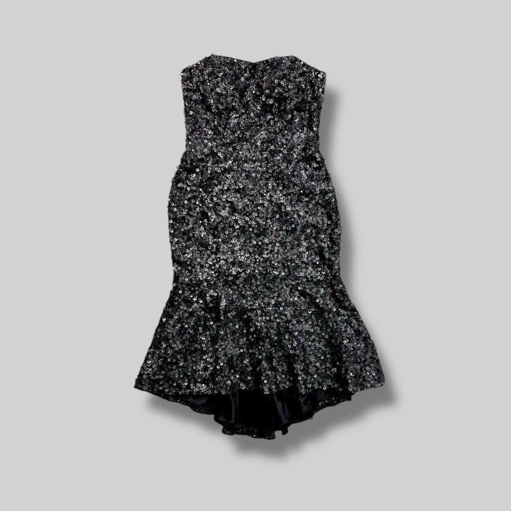 Alyce Designs Beaded Vintage 80s Strapless Mermaid Sequin Midi Homecoming Dress